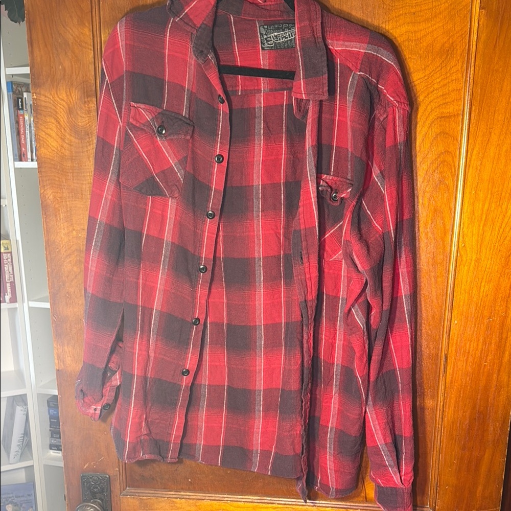 Red and Black Plaid Flannel Shirt